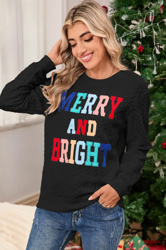 White Merry and Bright Quilted Sweatshirt - IVORYNN