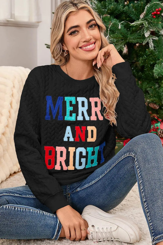 White Merry and Bright Quilted Sweatshirt - IVORYNN