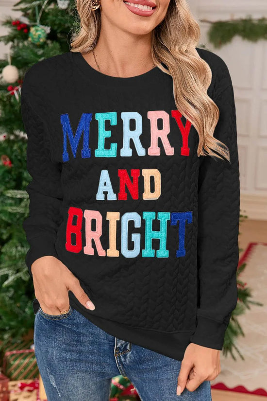 White Merry and Bright Quilted Sweatshirt - IVORYNN