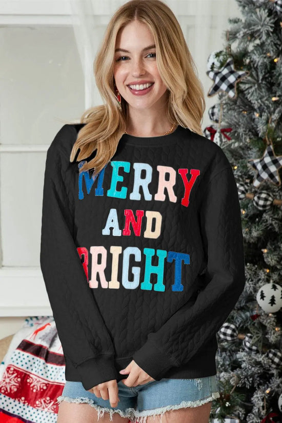 White Merry and Bright Quilted Sweatshirt - IVORYNN