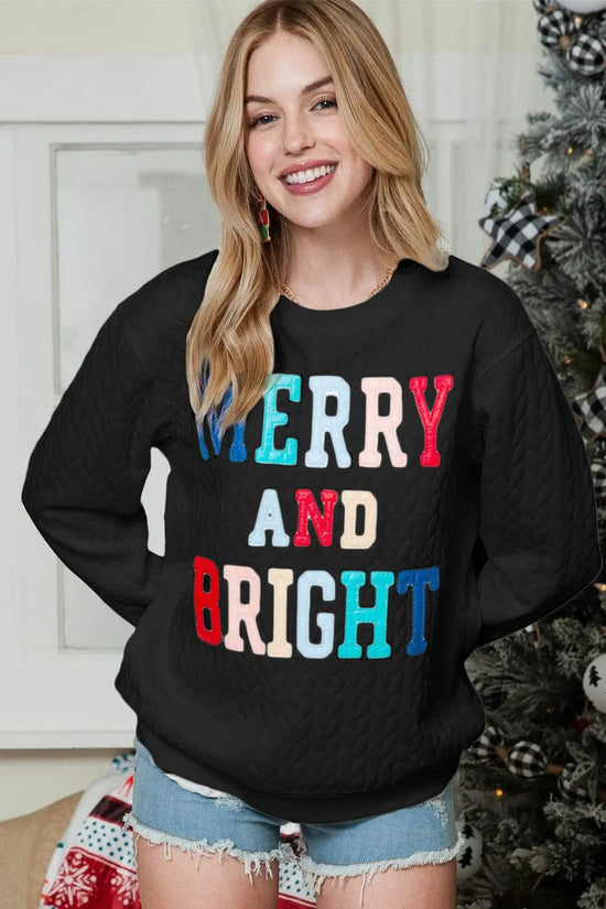 White Merry and Bright Quilted Sweatshirt - IVORYNN