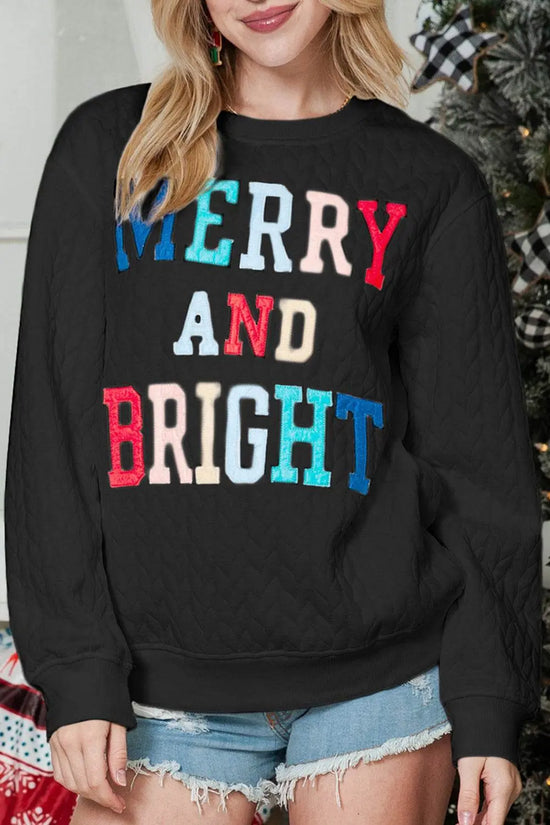 White Merry and Bright Quilted Sweatshirt - IVORYNN