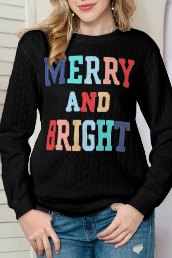 White Merry and Bright Quilted Sweatshirt - IVORYNN