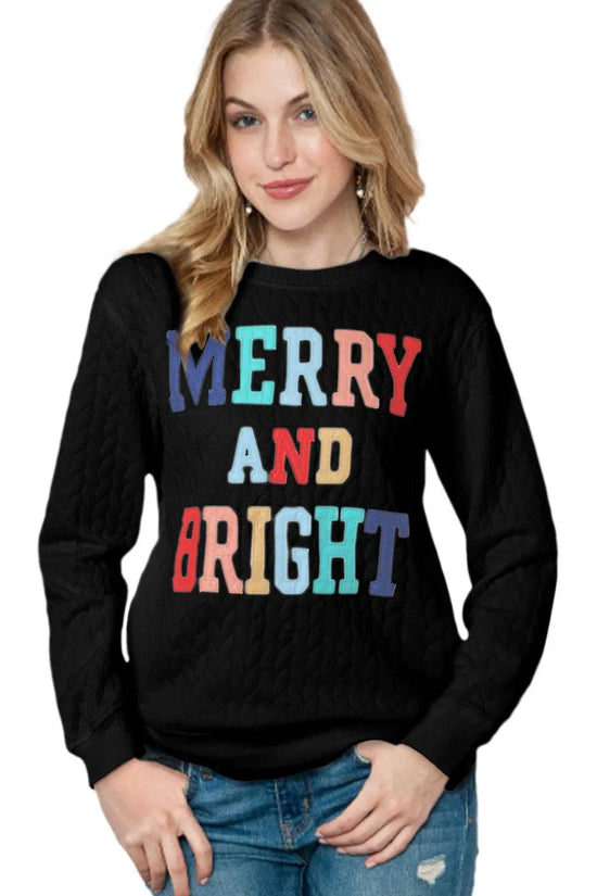 White Merry and Bright Quilted Sweatshirt - IVORYNN