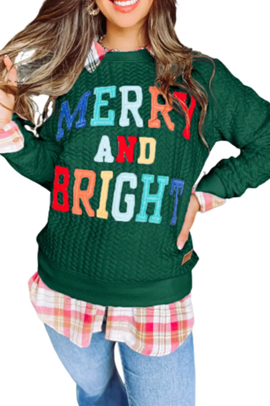 White Merry and Bright Quilted Sweatshirt - IVORYNN