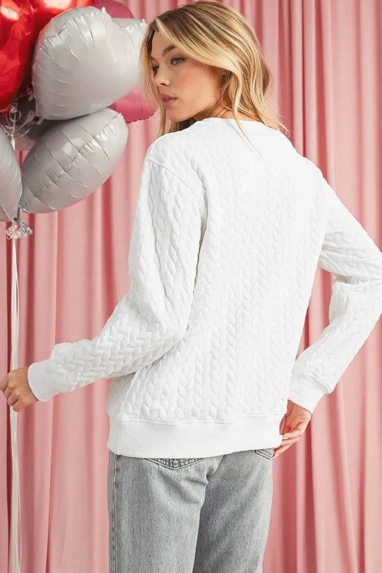 White Merry and Bright Quilted Sweatshirt - IVORYNN