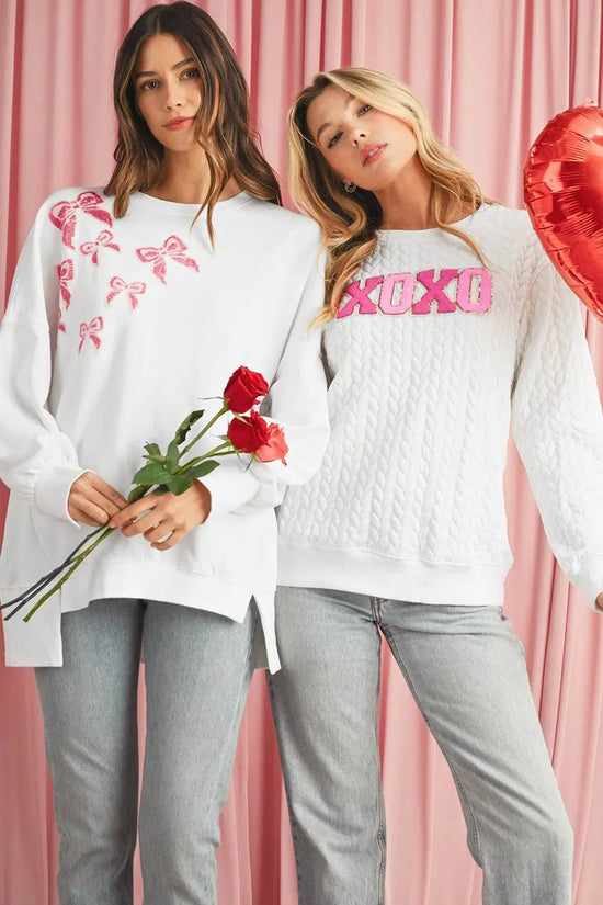 White Merry and Bright Quilted Sweatshirt - IVORYNN