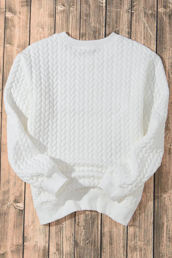 White Merry and Bright Quilted Sweatshirt - IVORYNN