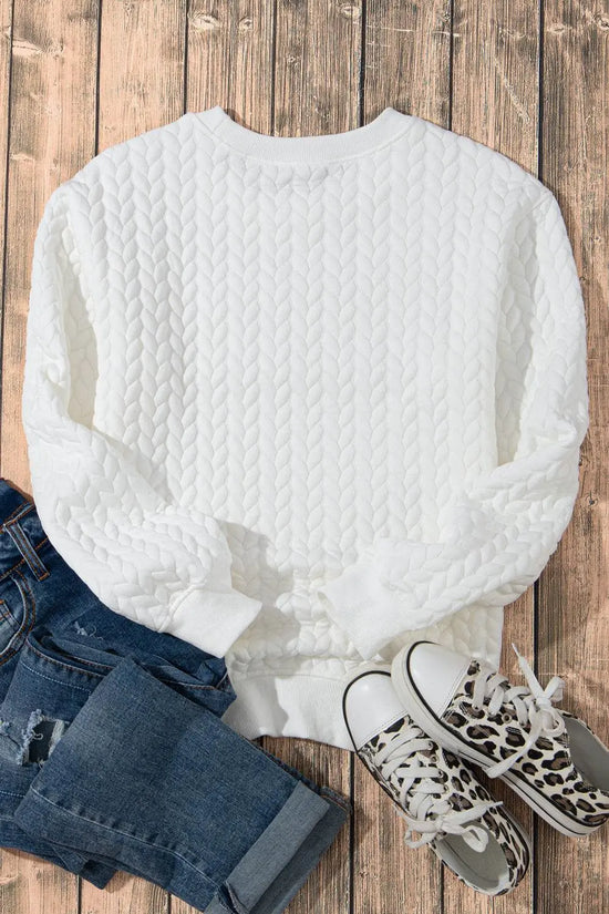 White Merry and Bright Quilted Sweatshirt - IVORYNN