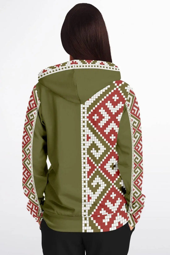 Women Athletic Zip-Up Olive Hoodie - IVORYNN