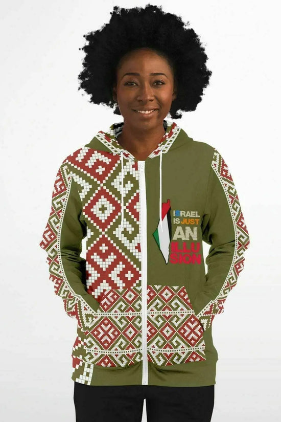 Women Athletic Zip-Up Olive Hoodie - IVORYNN