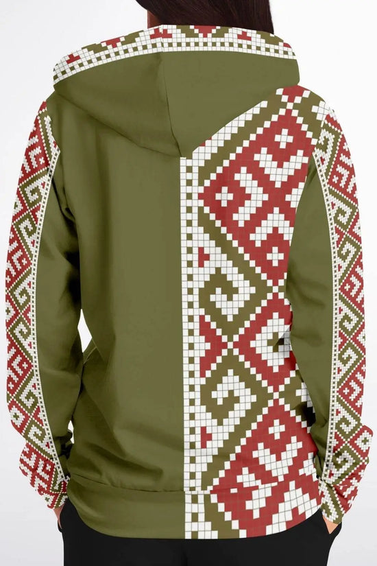 Women Athletic Zip-Up Olive Hoodie - IVORYNN