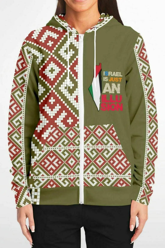 Women Athletic Zip-Up Olive Hoodie - IVORYNN