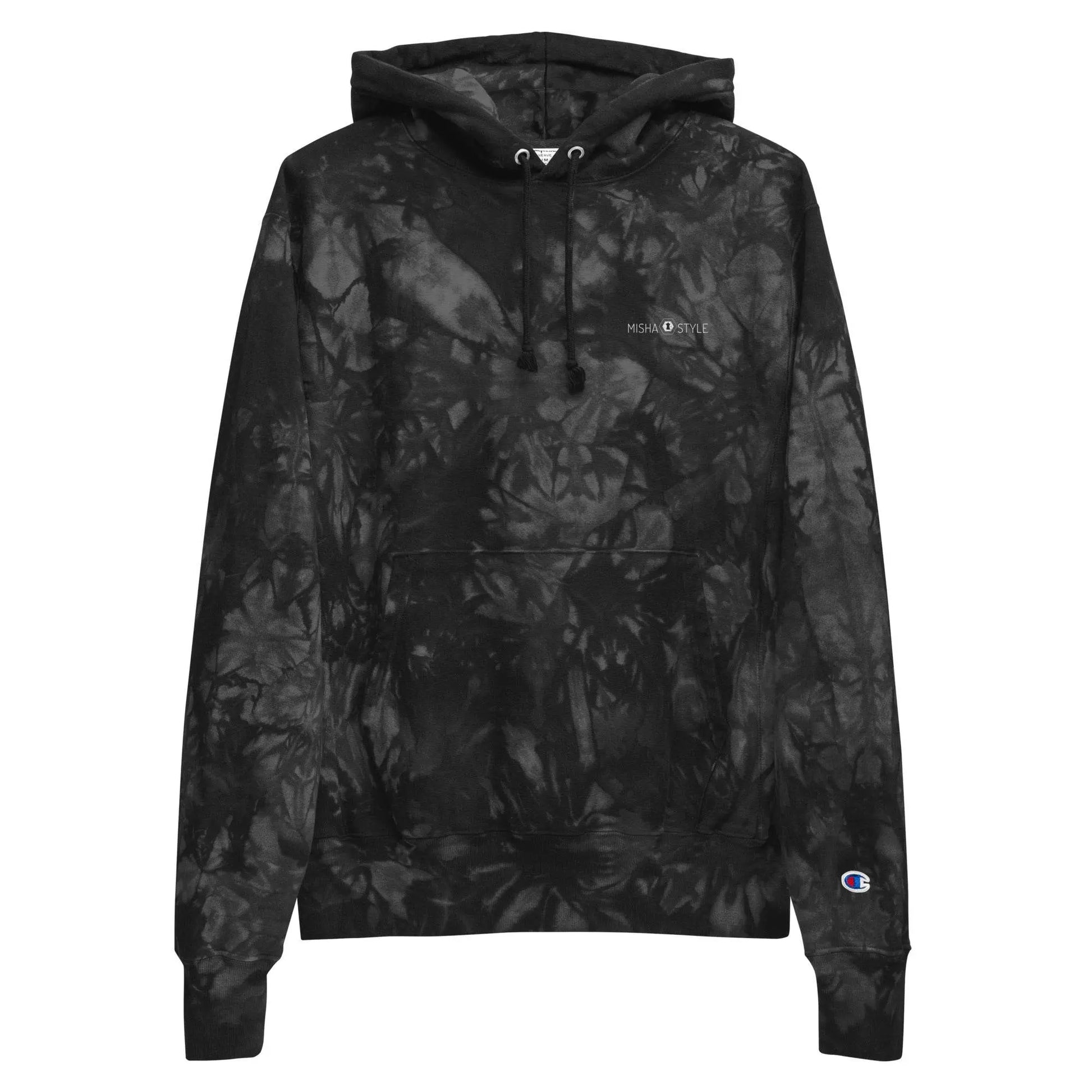 Women Champion tie-dye Black hoodie - IVORYNN