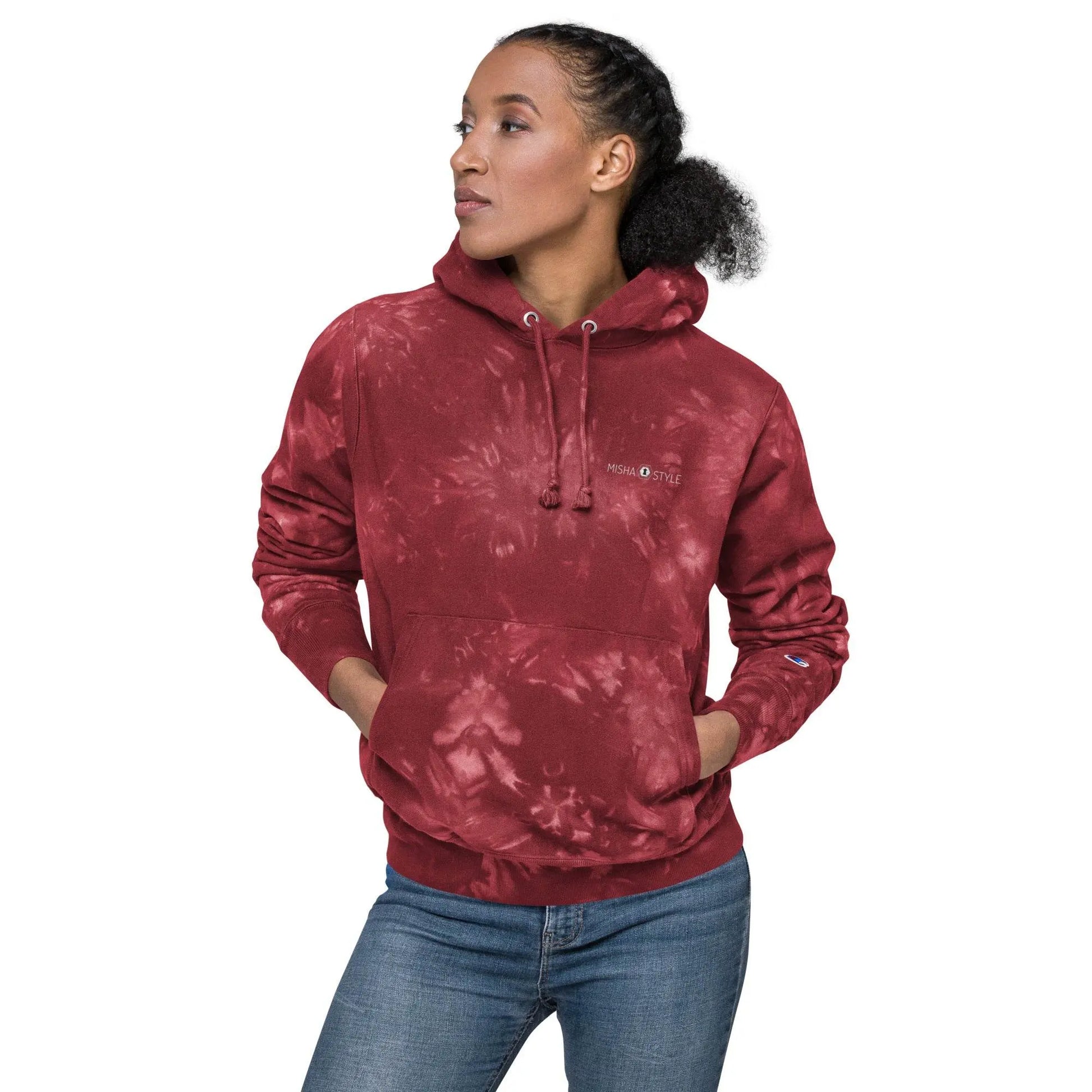 Women Champion tie-dye Red hoodie - IVORYNN