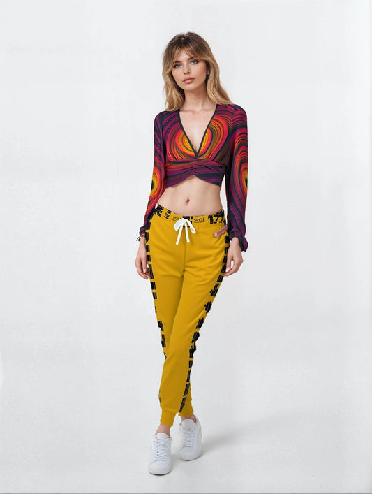 Women's Deep V-Neck Sleeve Crop Top - Fire