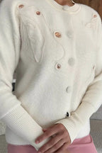 Women's Sequin Embroidered Fluffy Knit Cardigan - IVORYNN