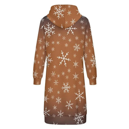 Women's Warm Snow long Hoodie - Brown - IVORYNN