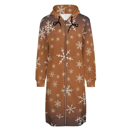 Women's Warm Snow long Hoodie - Brown - IVORYNN