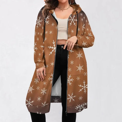 Women's Warm Snow long Hoodie - Brown - IVORYNN