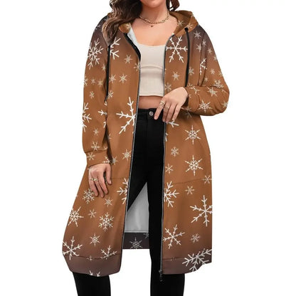 Women's Warm Snow long Hoodie - Brown - IVORYNN