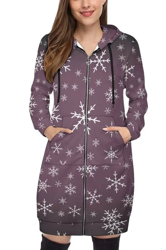 Women's Warm Snow long Hoodie - French Lilac - IVORYNN