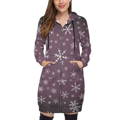 Women's Warm Snow long Hoodie - French Lilac - IVORYNN