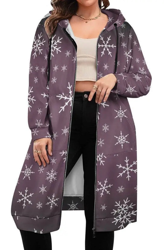 Women's Warm Snow long Hoodie - French Lilac - IVORYNN