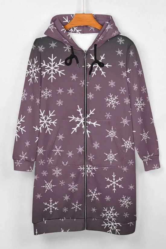Women's Warm Snow long Hoodie - French Lilac - IVORYNN