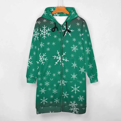 Women's Warm Snow long Hoodie - Green - IVORYNN