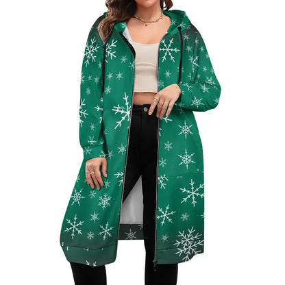 Women's Warm Snow long Hoodie - Green - IVORYNN