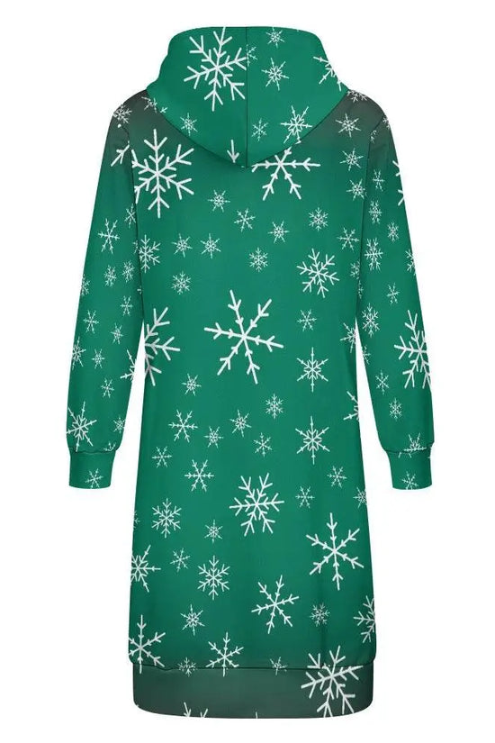 Women's Warm Snow long Hoodie - Green - IVORYNN