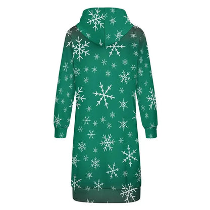 Women's Warm Snow long Hoodie - Green - IVORYNN