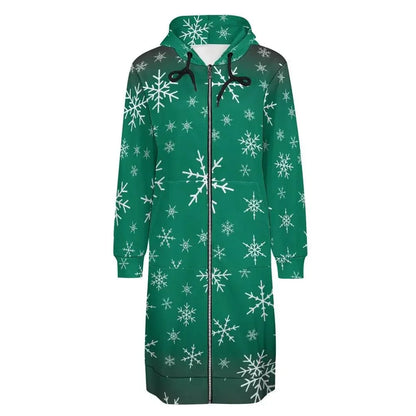 Women's Warm Snow long Hoodie - Green - IVORYNN