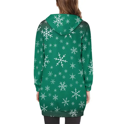 Women's Warm Snow long Hoodie - Green - IVORYNN