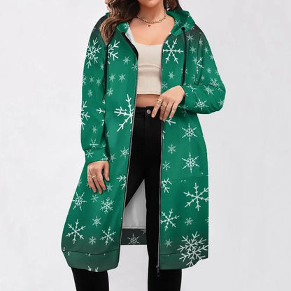Women's Warm Snow long Hoodie - Green - IVORYNN