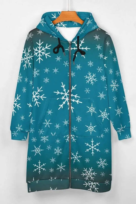 Women's Warm Snow long Hoodie - Medium Teal - IVORYNN