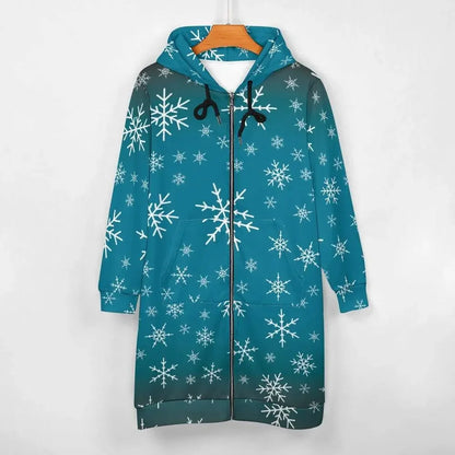 Women's Warm Snow long Hoodie - Medium Teal - IVORYNN