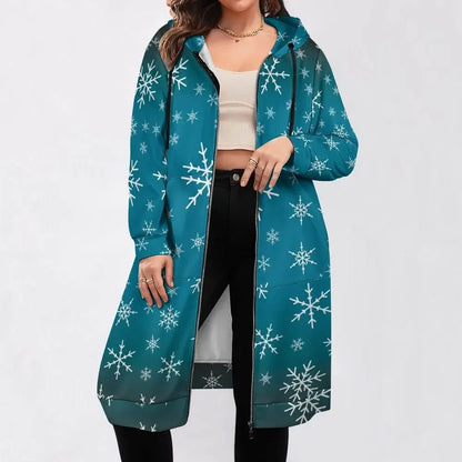 Women's Warm Snow long Hoodie - Medium Teal - IVORYNN