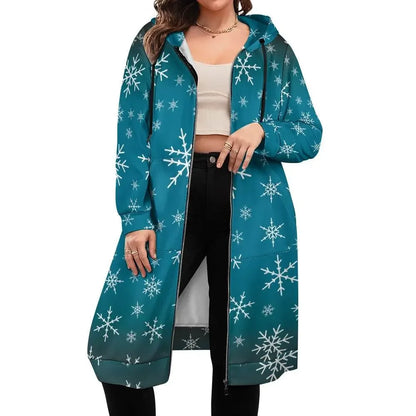 Women's Warm Snow long Hoodie - Medium Teal - IVORYNN