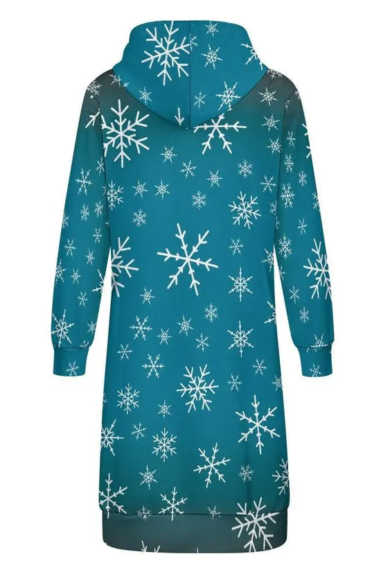 Women's Warm Snow long Hoodie - Medium Teal - IVORYNN