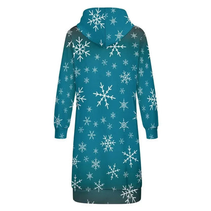 Women's Warm Snow long Hoodie - Medium Teal - IVORYNN