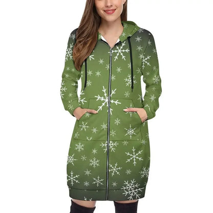 Women's Warm Snow long Hoodie - OliveDrab - IVORYNN