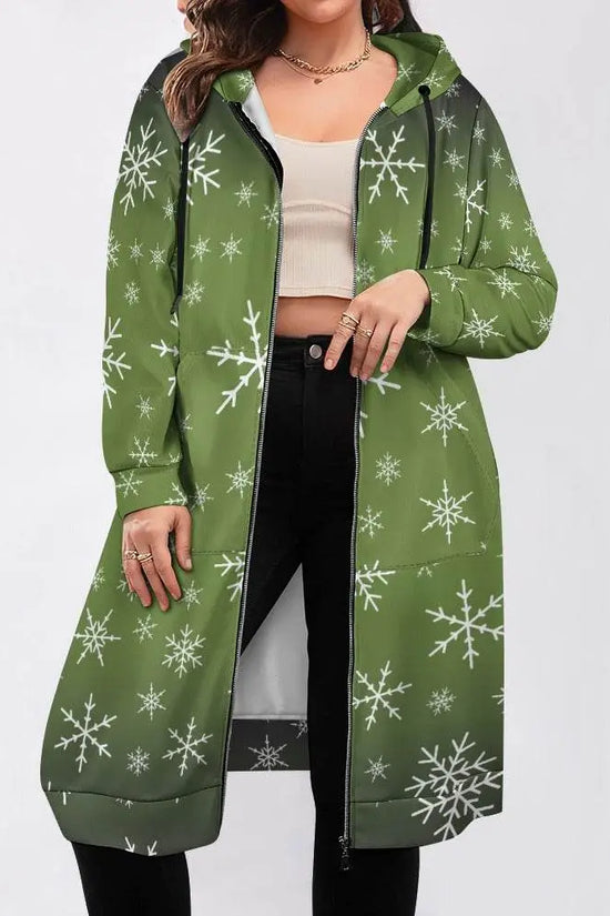 Women's Warm Snow long Hoodie - OliveDrab - IVORYNN