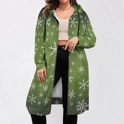 Women's Warm Snow long Hoodie - OliveDrab - IVORYNN