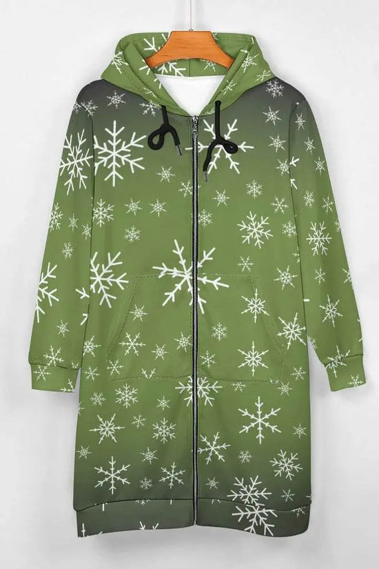 Women's Warm Snow long Hoodie - OliveDrab - IVORYNN