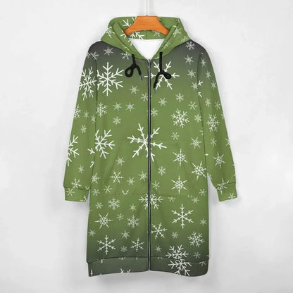 Women's Warm Snow long Hoodie - OliveDrab - IVORYNN