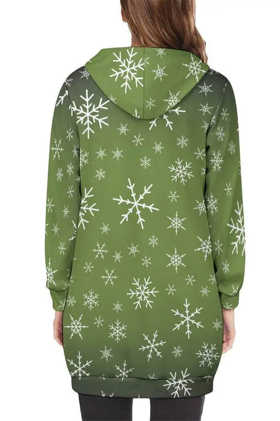 Women's Warm Snow long Hoodie - OliveDrab - IVORYNN