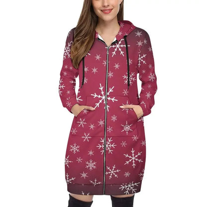 Women's Warm Snow long Hoodie - Rose - IVORYNN