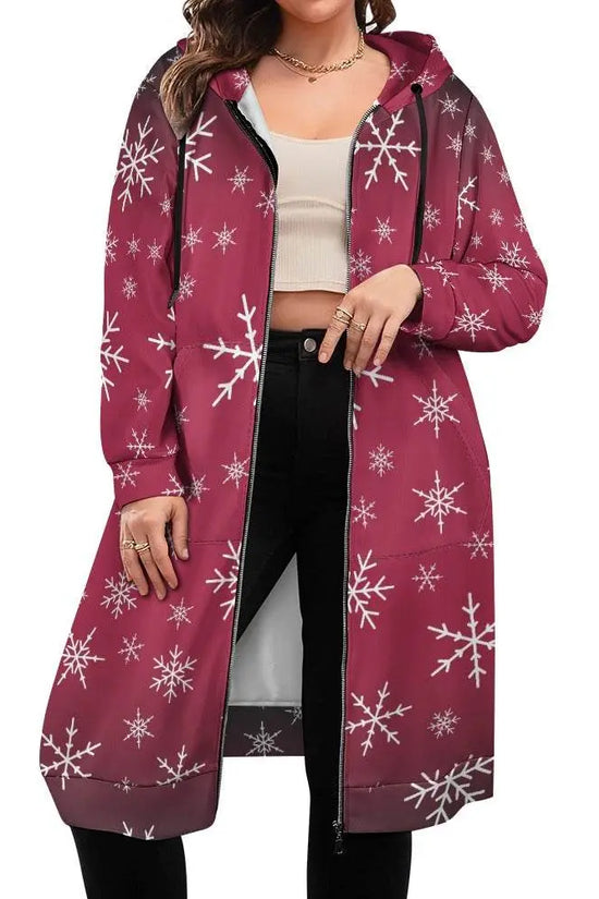 Women's Warm Snow long Hoodie - Rose - IVORYNN